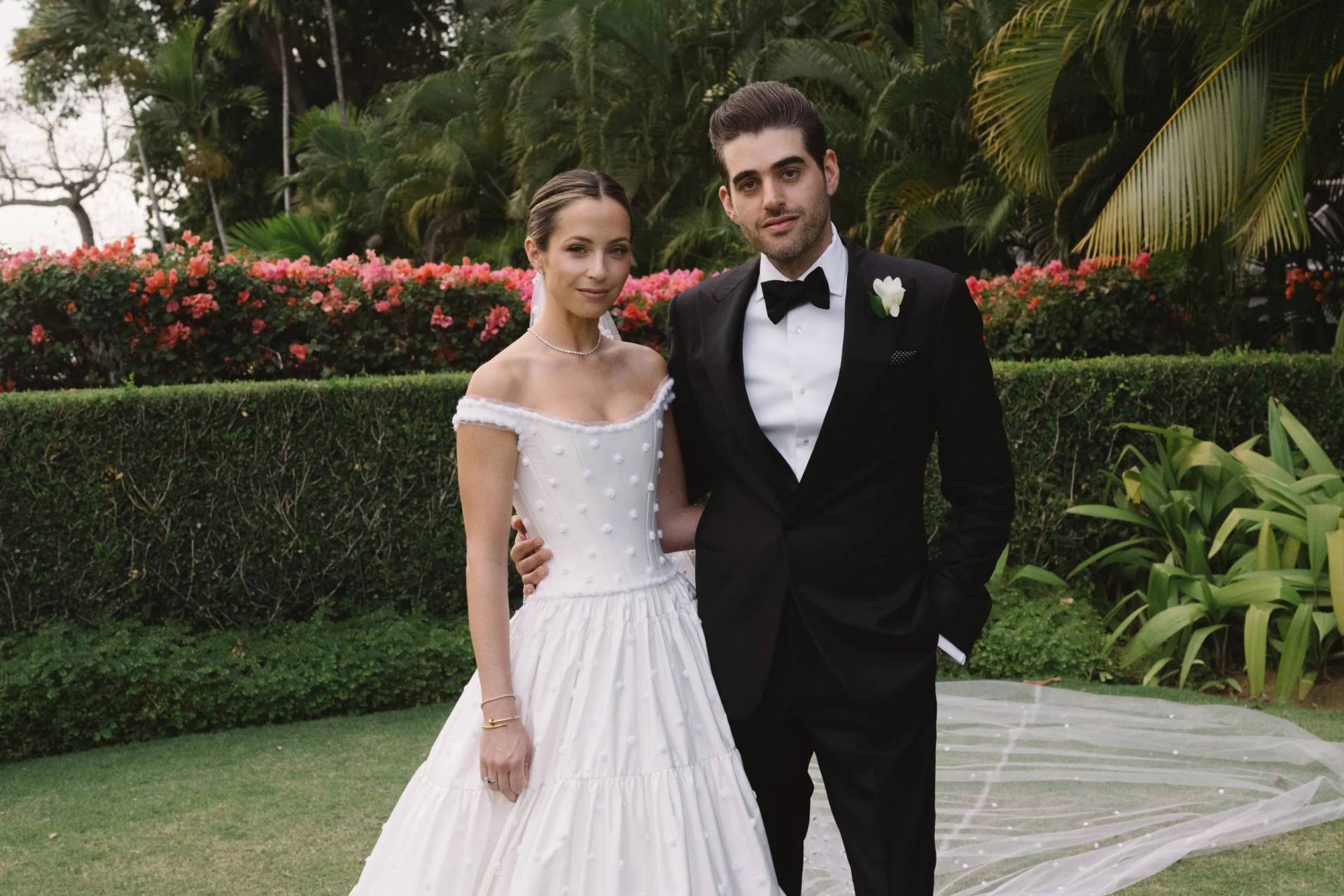 The bride wore a Chanel couture wedding dress inspired by Claudia