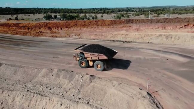 Drone footage of first coal extracted from New Acland's stage 3 expansion of their Oakey mine