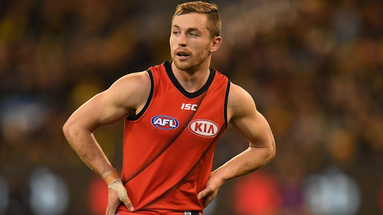 Essendon star Devon Smith has suffered an injury thanks to a training mishap. Picture: AAP