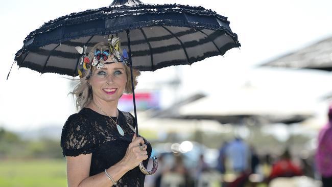 Kathy Young celebrates Melbourne Cup day at Cluden Park racecourse. PICTURE: MATT TAYLOR.