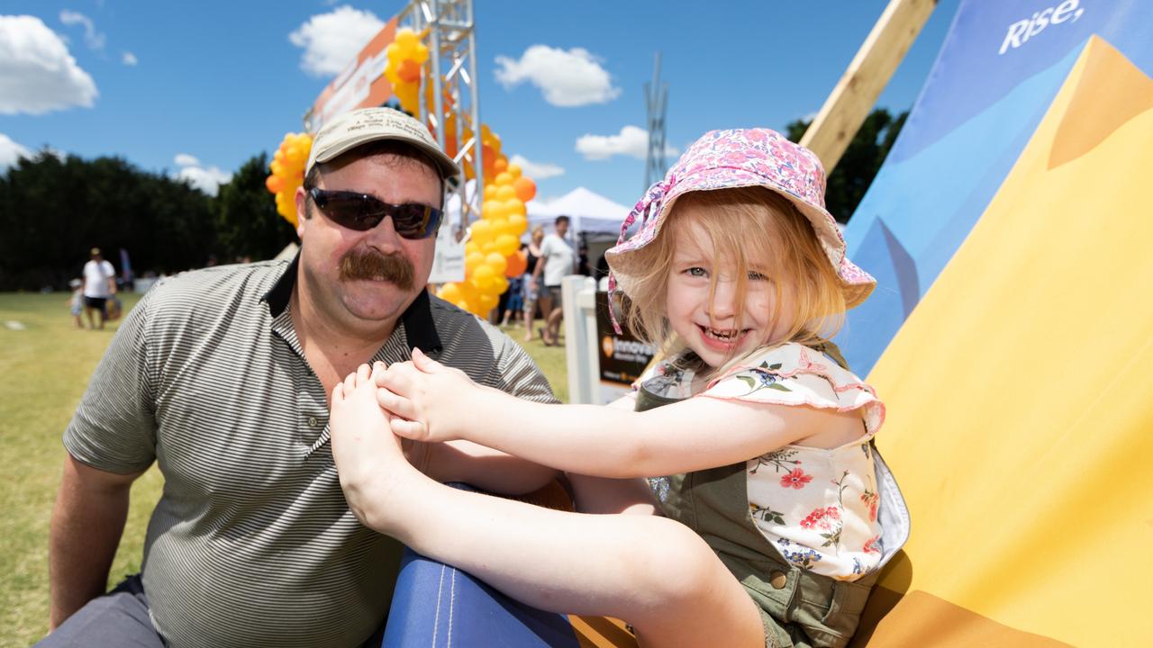 Moreton Kids Festival at Pine Rivers Park. Stephen and Emmeline Battle, of Eatons Hill. Picture: Dominika Lis.