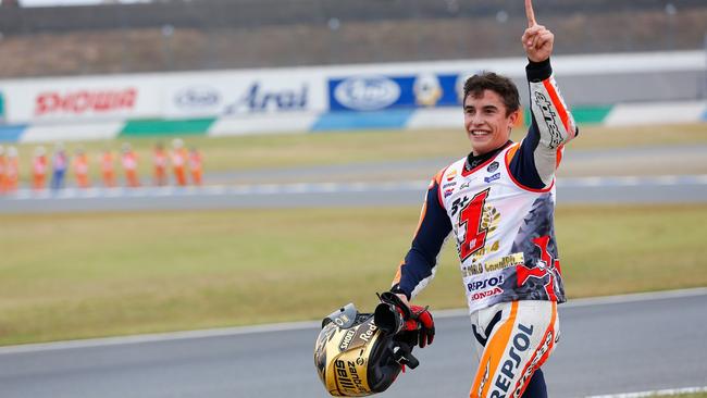 Marquez celebrates world title number two.