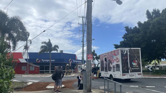 Diesel spill on Carlyle St in Mackay CBD on April 12, 2024. Picture: Estelle Sanchez