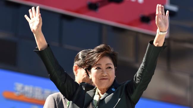 Tokyo Governor Yuriko Koike has been at odds with outgoing Prime Minister Shinzo Abe. Picture: AFP