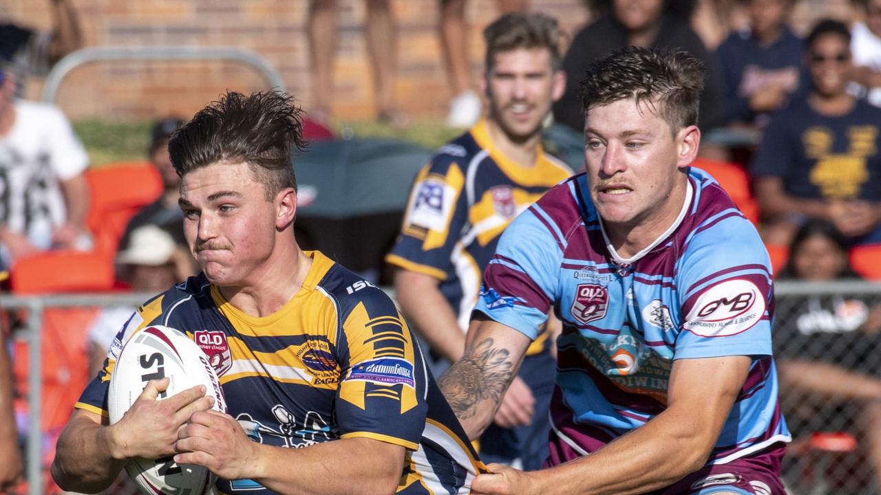 Joshua Fanning for Highfields. Highfields vs Goondiwindi. 2021 Hutchinson Builders Cup A Grade final. Sunday, September 19, 2021. Picture: Nev Madsen.