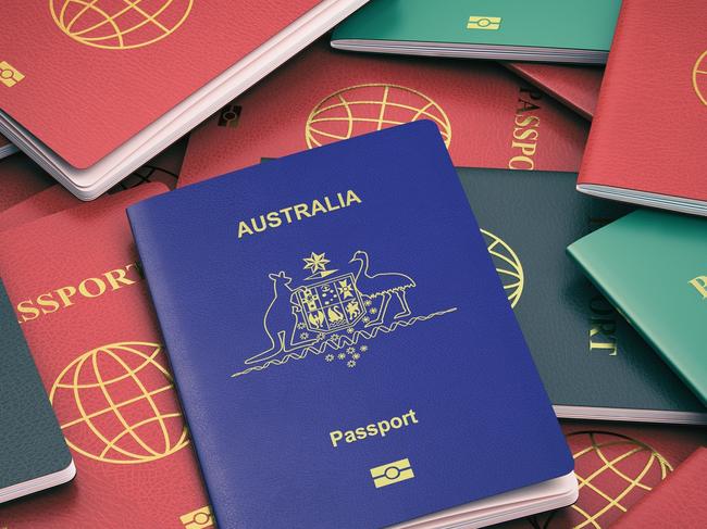 Passport of Australia on the pile of different passports. Immigration concept. Australian passport. 3d illustration.Escape 6 August 2023Doc HolidayPhoto - iStock