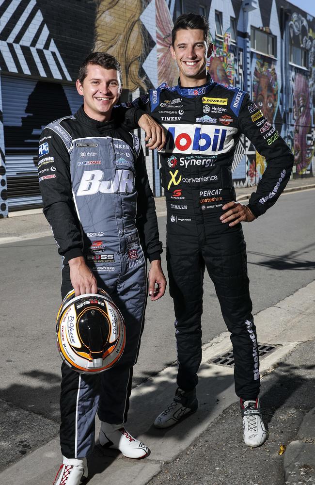 Supercar drivers and new teammates Todd Hazelwood and Nick Percat. Picture: Sarah Reed