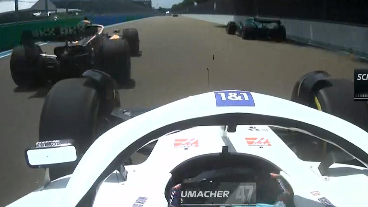 Mick Schumacher's view of Daniel Ricciardo's McLaren.