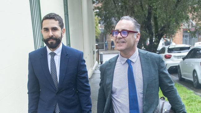 O’Keefe entering the court with his new lawyer, Jahan Kalantar. Picture: NewsWire / Jeremy Piper