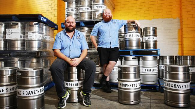 John and Dave Dumay of Dad and Dave's Brewing for Beery Brookvale feature. Picture: Braden Fastier