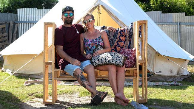 Porties Pop-Up owners Amy and Paul Graham at their pop-up venue last summer. Picture: Greg Higgs