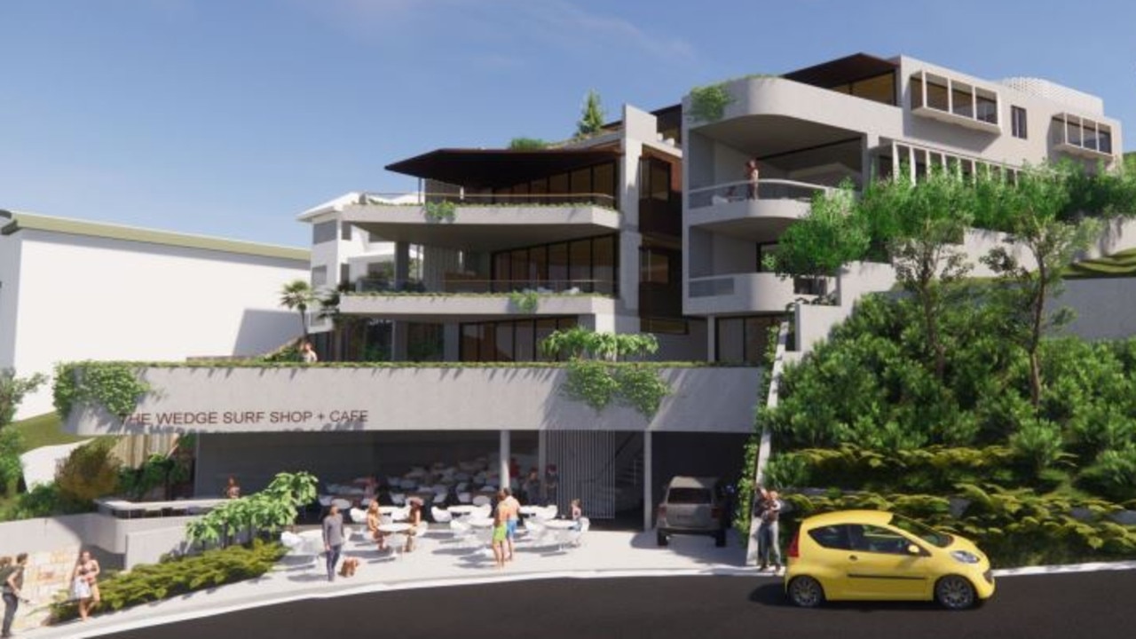 An artist's impression of the original proposed redevelopment, before it was revised, on Whale Beach Rd, Whale Beach. Picture: Richard Cole Architecture