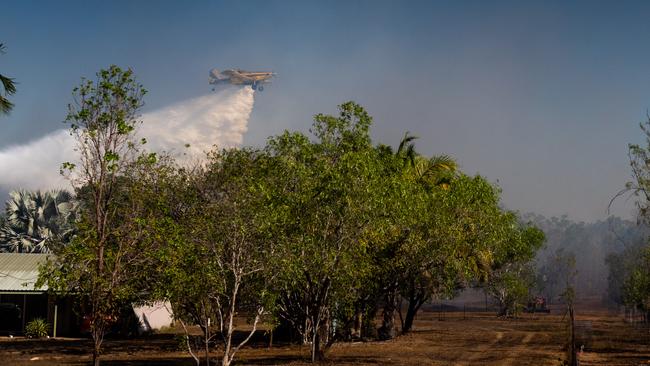 The drone grounded a air craft trying to drop water and foam on the fire at Humpty Doo. Picture: Che Chorley