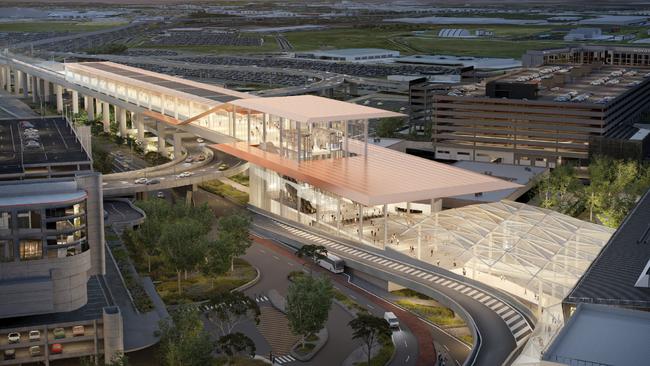 A render of the Melbourne airport station.