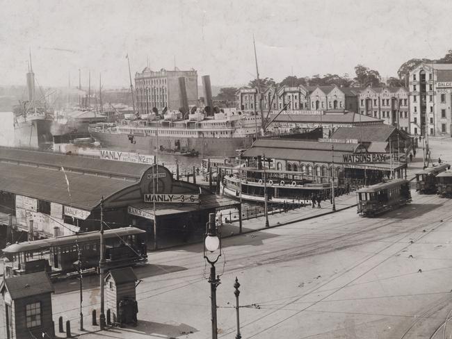 1905: Circular Quay when it was still framed by warehouses and wool sores The big ship is the liner RMS Sierra of the Oceanic Company. Picture: General Photographic Agency/Hulton Archive/Getty Images