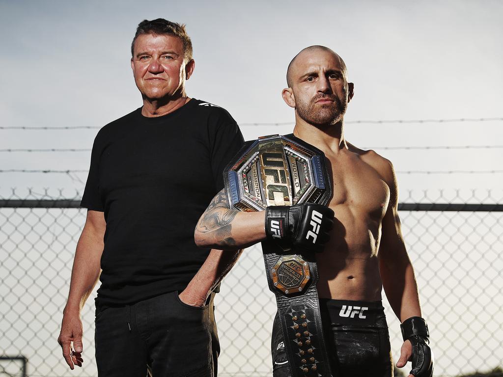 Joe Lopez and UFC featherweight champion Alexander Volkanovski. Picture: Sam Ruttyn