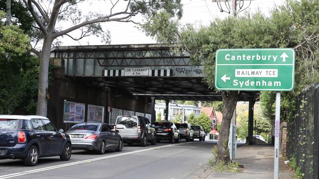 Traffic choked streets around Old Canterbury Rd in Lewisham, where the WestConnex will eventually run. Picture: Craig Wilson