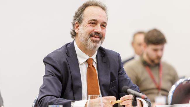 Pakula during a senate hearing into Victoria’s handling of the Commonwealth Games. Picture: Aaron Francis