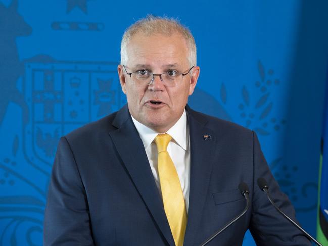 CANBERRA, AUSTRALIA - NewsWire Photos JANUARY 25, 2021: Prime Minister Scott Morrison speaks  at the Parliament House  morning tea for the State and territory recipients in the 2021 Australian of the Year Awards.   Picture: NCA NewsWire / Martin Ollman