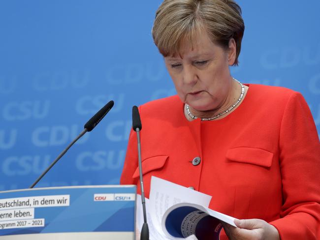 German Chancellor Angela Merkel. Picture: AP