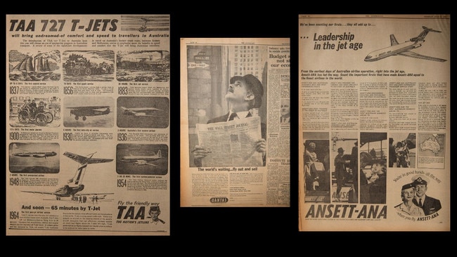 Airline ads from the early days of The Australian.