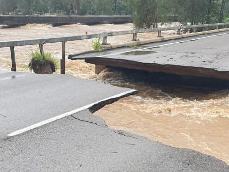 Ollera Creek Bridge washed away. Picture: Facebook