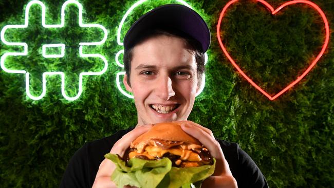 Calvin Parker at the Burger Love restaurant at Waverley Gardens Shopping Centre. Picture: James Ross