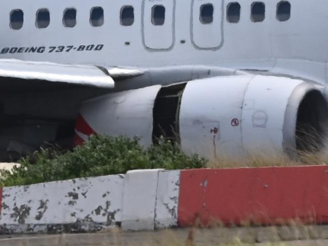 Qantas plane arrives at the International airport after a MAY DAY Alert was called . Photo Jeremy Piper