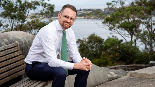 Senator Andrew Bragg pictured at Middle Head Reserve. Picture: Julian Andrews.