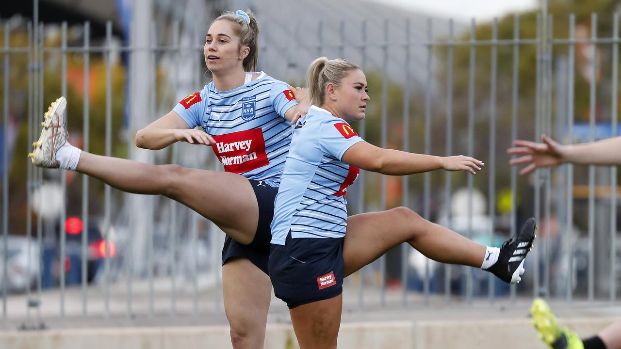 New South Wales Origin stars Kezie Apps and Keeley Davis. Picture: Toby Zerna