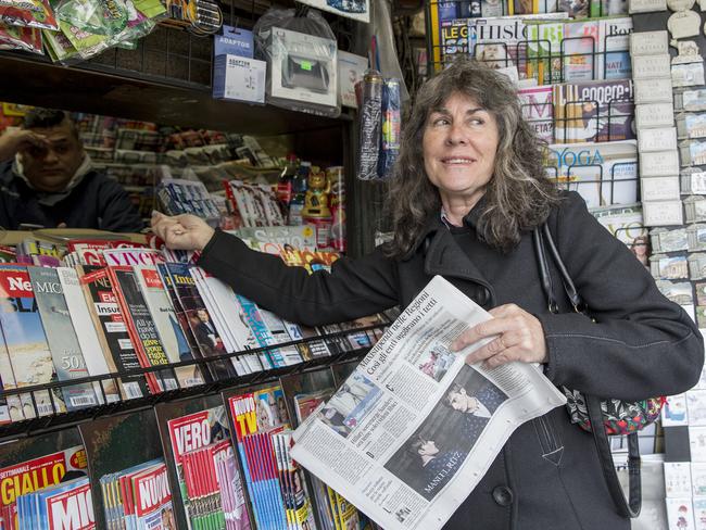 In Rome ... Chrissie Foster, whose two daughters were abused, said she was pleased with the Italian media coverage. Picture: Ella Pellegrini