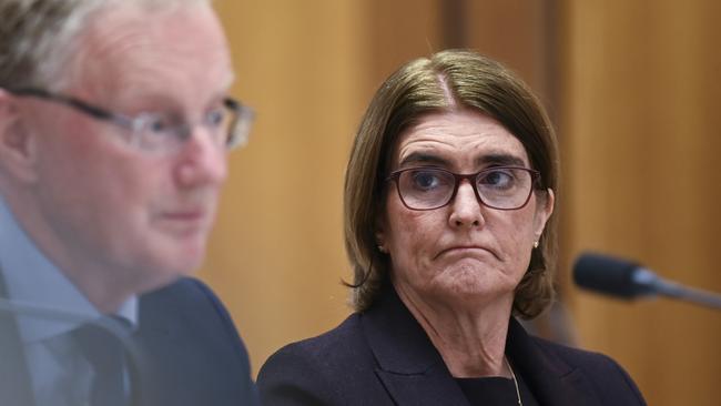 CANBERRA, AUSTRALIA, NewsWire Photos. AUGUST 11, 2023: Outgoing Reserve Bank governor Philip Lowe and incoming governor Michele Bullock appear before the House of Representatives Economics Committee at Parliament House in Canberra. Picture: NCA NewsWire / Martin Ollman