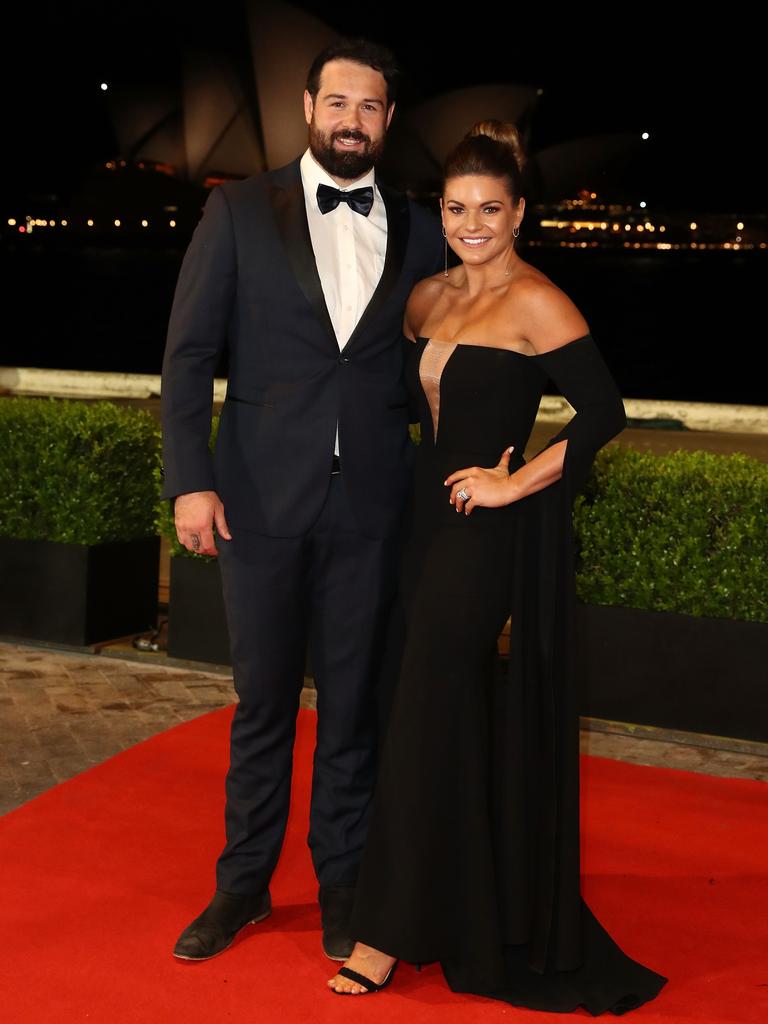 Aaron Woods and wife Sarah Callaway. Picture: Getty Images