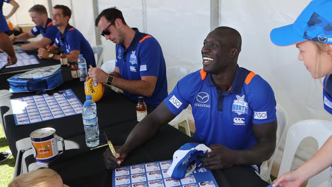 Signing autographs for fans earlier this year. Picture: David Crosling