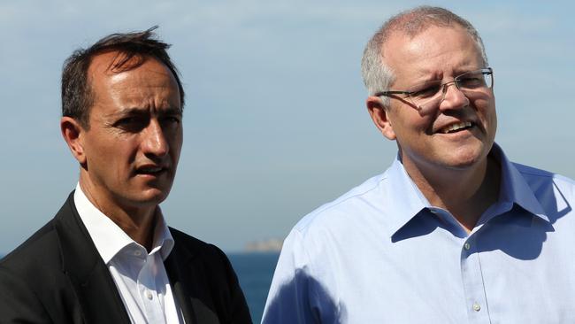 Liberal candidate for Wentworth Dave Sharma and Prime Minister Scott Morrison. Picture: Jane Dempster