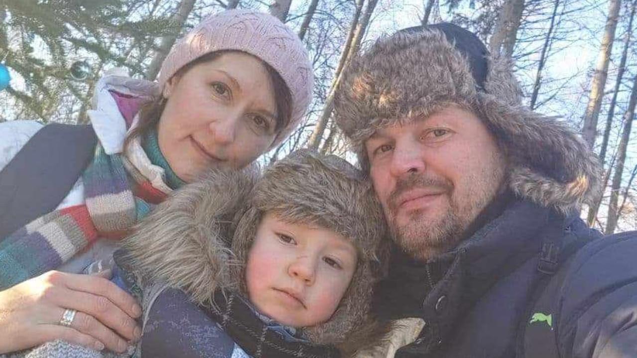 Ms Dziuma's cousin Andriy Kapitan-Dymtruk, his wife Toma, and their youngest son Roman. Picture: Supplied