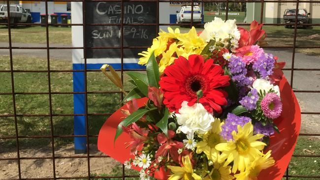 Flowers at the Murwillumbah fields where Grant Cook was injured.