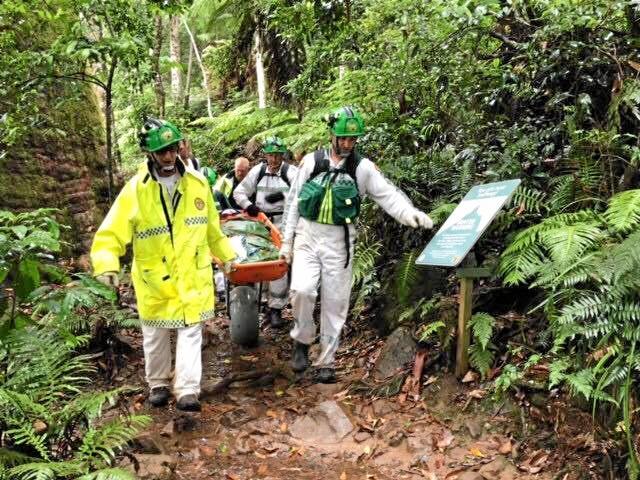 A hiker being rescued from Mt Warning by the association. Picture: Tweed District Rescue Squad