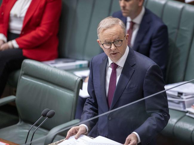 Prime Minister Anthony Albanese during Question Time in the House of Representatives in Parliament House Canberra. Picture: Gary Ramage