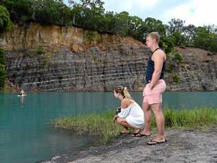 WARY: Yannick van Steen and Cheyenne can de Ruit check out the Bexhill Quarry. Picture: Marc Stapelberg