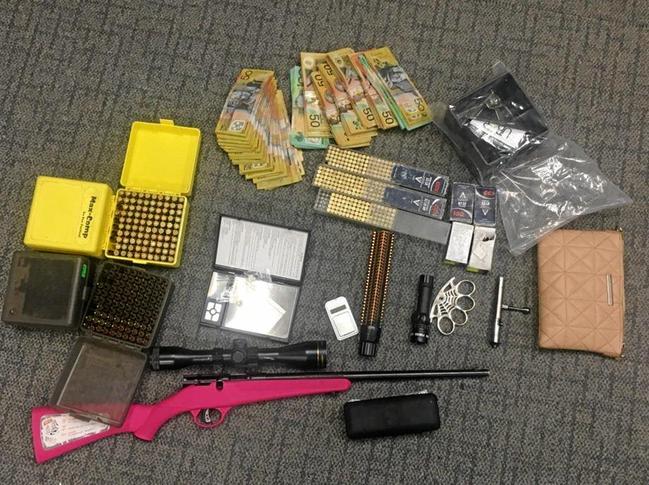 Police seize weapons, cash and drugs in raids at Miles. Picture: QPS