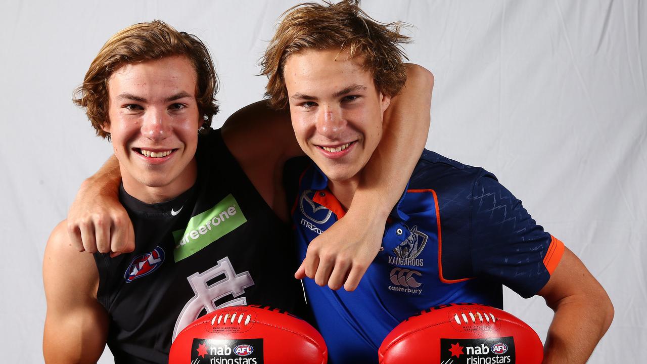 Twins Harry and Ben McKay at the 2015 draft. Picture: Sarah Reed.