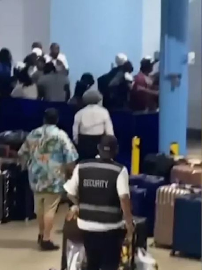 Passengers leaving a Carnival Cruise Line ship in Galveston were involved in a brawl over the weekend. Picture: Facebook/Trelle Ray