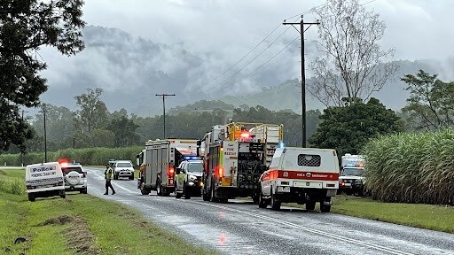 Emergency services responded to a serious crash on Mackay-Eungella road outside Pinnacle, on March 25, 2024. Picture: Fergus Gregg.