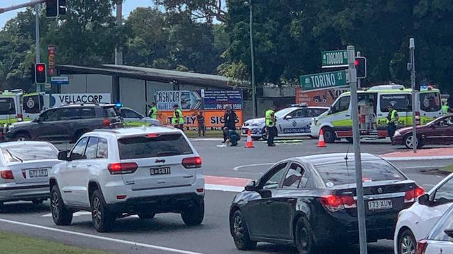 Critical care paramedics and police are at the scene of a serious motorbike crash at the corner of Mulgrave and Toogood roads in Woree in August 2020. PICTURE: TEZ IANNELLI