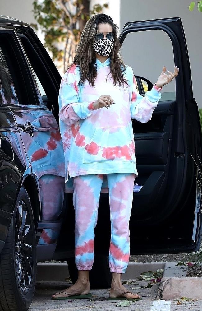 Supermodel Alessandra Ambrosio in tie dye trackies. Picture: BACKGRID