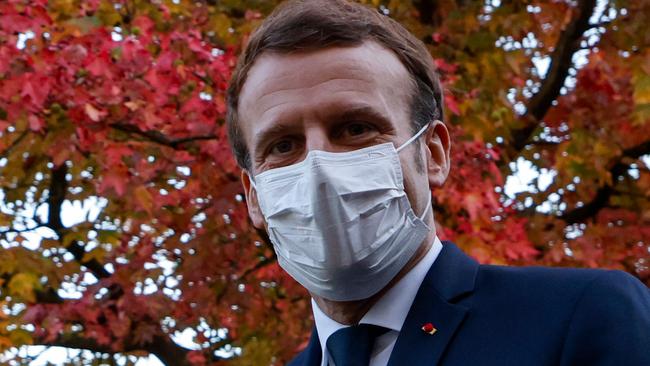 French President Emmanuel Macron wearing a mask. In Paris, face coverings must be worn outdoors by anyone aged 11 and above. Photo: Ludovic Marin, AFP.