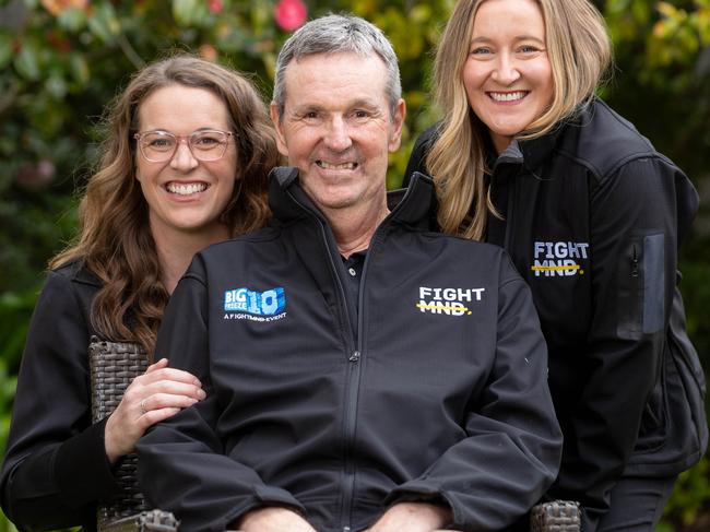 Neale Daniher with daughter Rebecca Daniher and Dr Bec Sheean in Melbourne this week. Picture: Jason Edwards