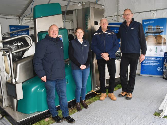 Jonathan Nurse, Kathryn Fox, Mark Haymes and Jurgen Steen at the 25th Anniversary of the South Gippsland Dairy &amp; Farming Expo at the Korumburra Showgrounds, 2024. Picture: Jack Colantuono