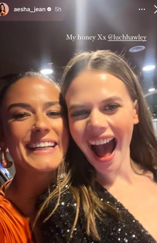 Logies afterparty 2023.Below Deck’s Aesha Scott Lucia Hawley. Picture: aesha_jean/Instagram